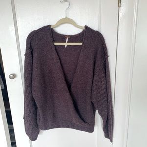 Free People drape front wrap sweater eggplant purple medium